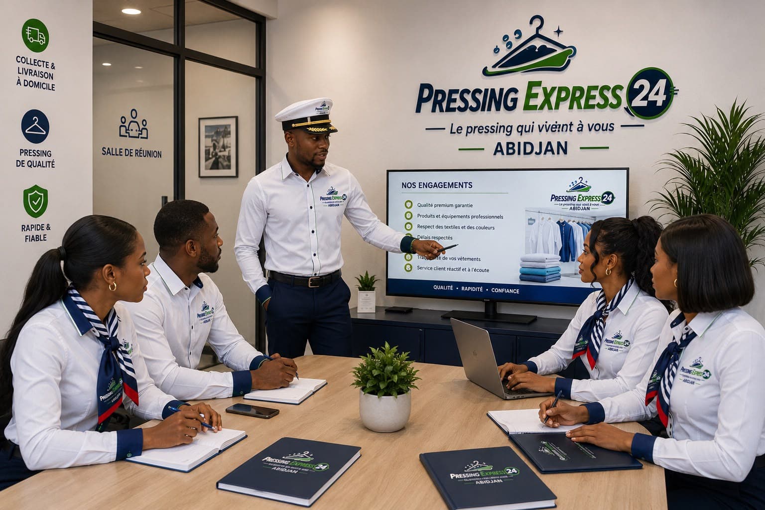 L'équipe Pressing Express 24 réunie autour des engagements qualité de l'enseigne